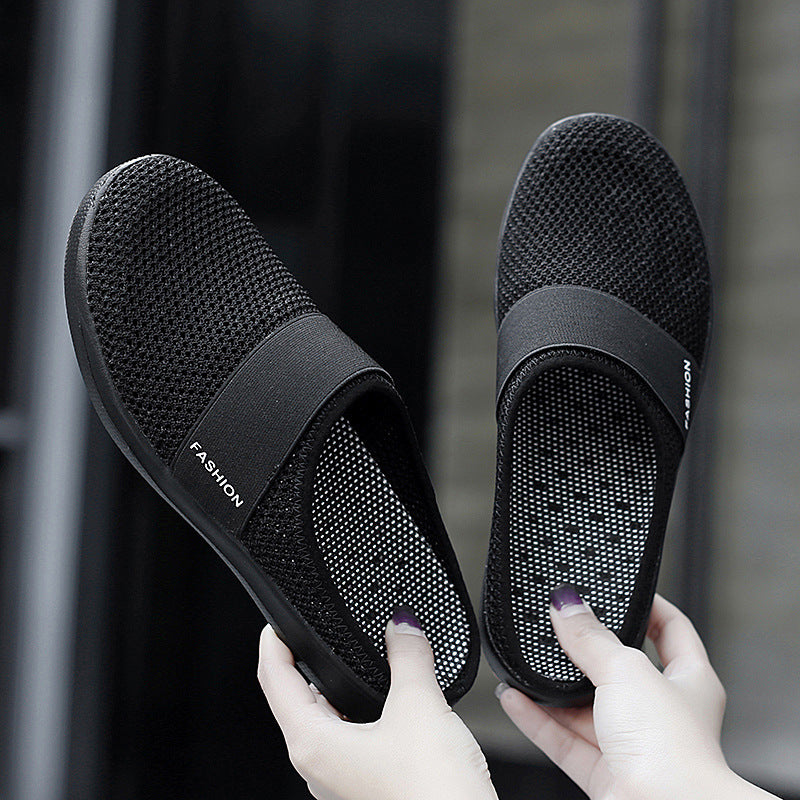 Women's black summer slippers