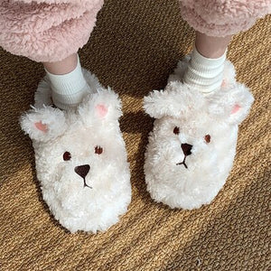 White dog outlet slippers