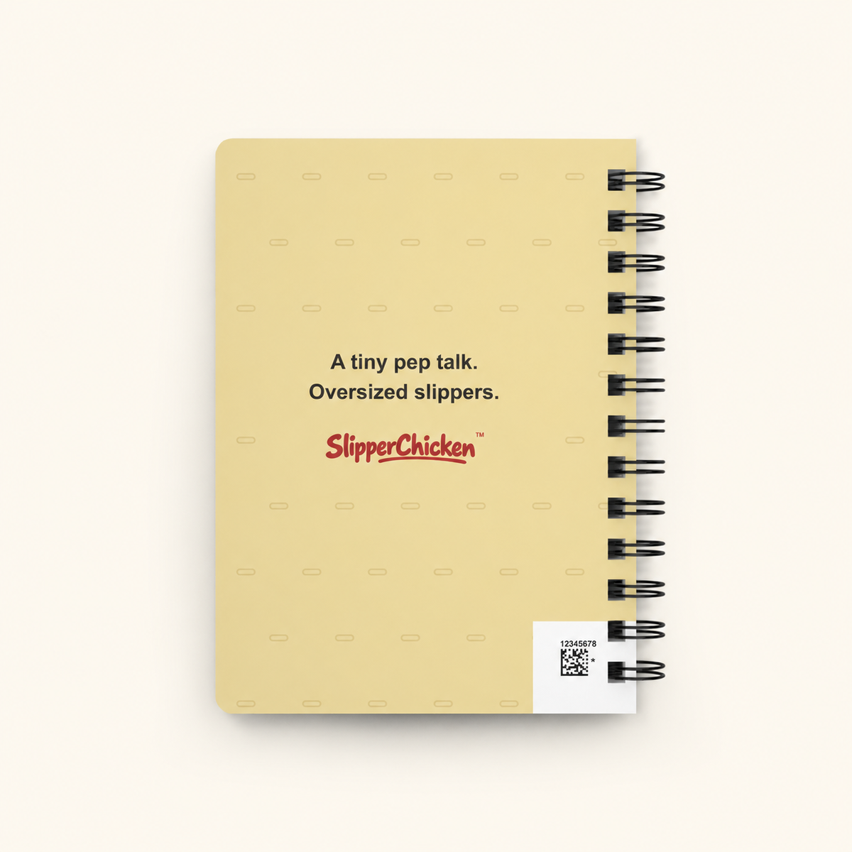 Confident Journal back on a tan background; supplier-proportion mockup.