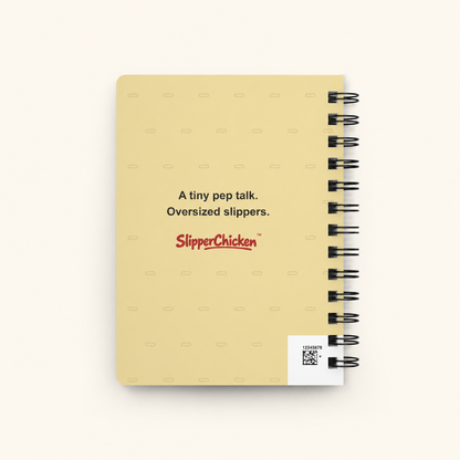 Confident Journal back on a tan background; supplier-proportion mockup.
