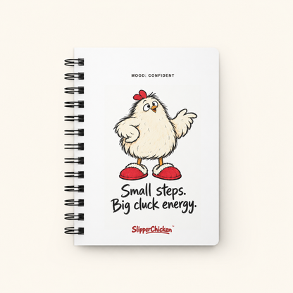 Confident Journal front on a tan background; supplier-proportion mockup.